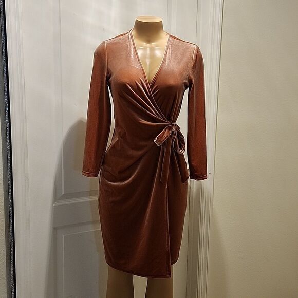 BRAND NEW ANNE KLEIN WOMEN'S VELVET SHORT LONG SLEEVE SHEATH DRESS - Picture 5 of 14